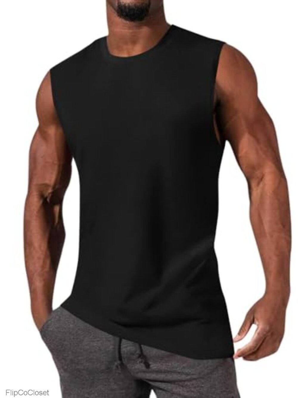 Men's Cotton Spandex Tank Top Sleeveless Muscle Gym Workout Shirt